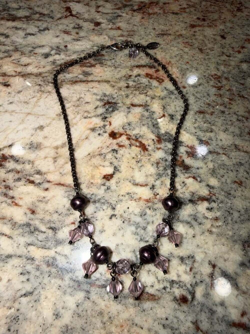 Seasonal Whispers Purple Crystal Drop Necklace